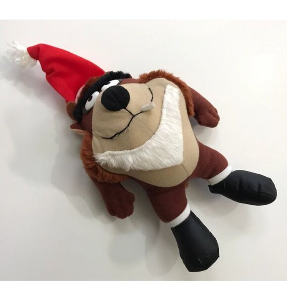 Tasmanian Devil Taz Plush 1992 Looney Tunes Santa Christmas Hat - Picture 1 of 4